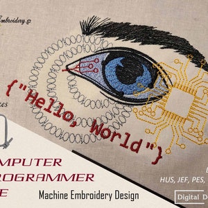 Computer Programmer Eye Machine Embroidery Design (5x7, 6x8) (Digital Download)