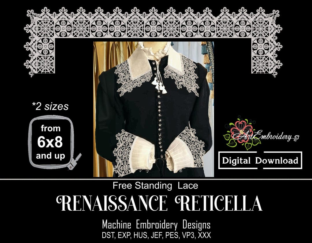 Reticella Renaissance FSL Renaissance Reticella - Machine Embroidery Lace Designs for Hoop ...