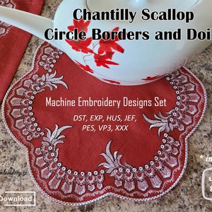 Double Scallop Borders Cording Chantilly Lace Trim Online