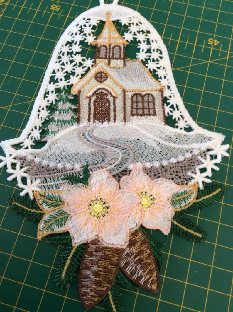 Fsl christmas bell machine embroidery freestanding lace  etsy