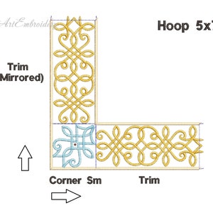 Eleanor of Toledo Trim Border Machine Embroidery Historical 16 Century Designs for hoops 5x7 and 8x12 image 5
