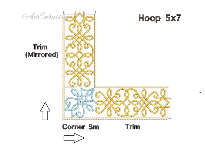 Eleanor of Toledo Trim Border Machine Embroidery Historical 16 Century Designs for hoops 5x7 and 8x12 image 5