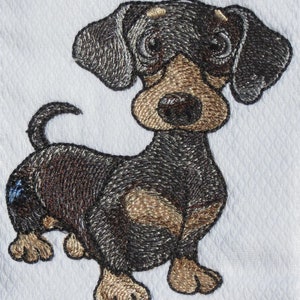 Bassotto - Ricamo a macchina con toppa raffigurante un cane in stile cartone animato in 2 misure per telaio da 4x4" e 5x5"