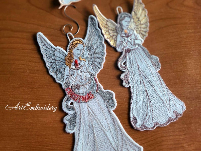FSL Christmas Angel - Machine Embroidery Design: Lace Ornament, 3 Sizes ...
