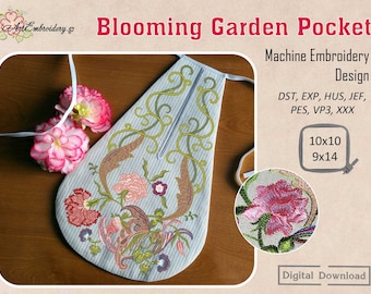 Blooming Garden Pocket: 18th Century Embroidery Design (Digital Download)