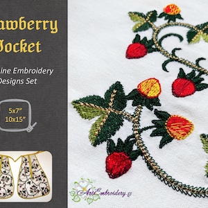 Strawberry Pocket -  Machine Embroidery Designs Set for 18th Century Costumes and modern projects