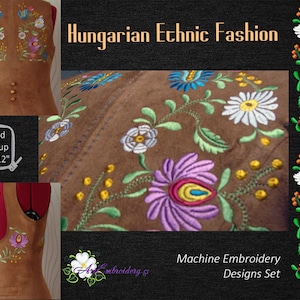 Hungarian Ethnic Fashion  Set  -  Machine Embroidery Folk Designs mixed sizes for hoop 6x8&quot;
