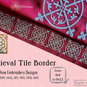 Medieval Tile Border - Machine Embroidery Historical Designs Set for hoop from 4x4&quot; to 8x12&quot;
