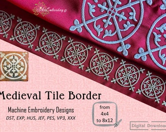 Medieval Tile Border - Machine Embroidery Historical Designs Set for hoop from 4x4" to 8x12"