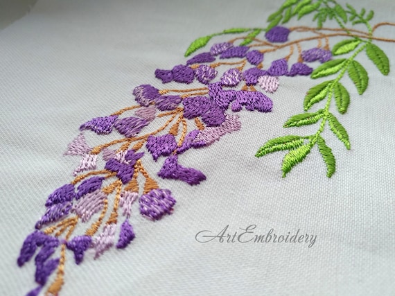 藤の枝 - 機械刺繍で組み立てた分割花のデザイン - Etsy 日本