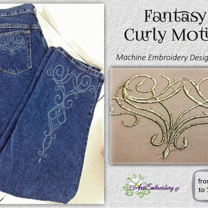 Fantasy Curly Motifs - Machine Embroidery Designs Set in Two Versions of Filling for Clothes Embellishment and Other Purposes for Hoop 6x10"