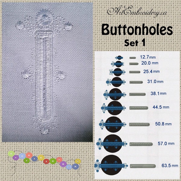 Ensemble de boutonnières 1 - Ensemble de motifs de broderie machine