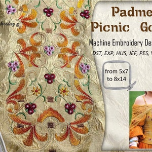 Padme Picnic Gown - Machine Embroidery Designs Set from hoop 8x8&quot; and up to 8x14&quot;.
