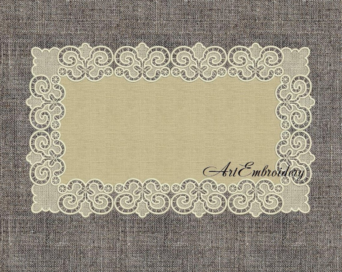 Lace Border FSL Machine Embroidery Design: Rectangular Project Set - Etsy