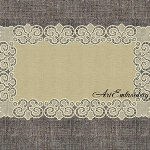Two Lace Borders with and without bars- FSL Machine Embroidery Designs set for rectangular projects: Doilies, Table Runner, Rushnyk etc
