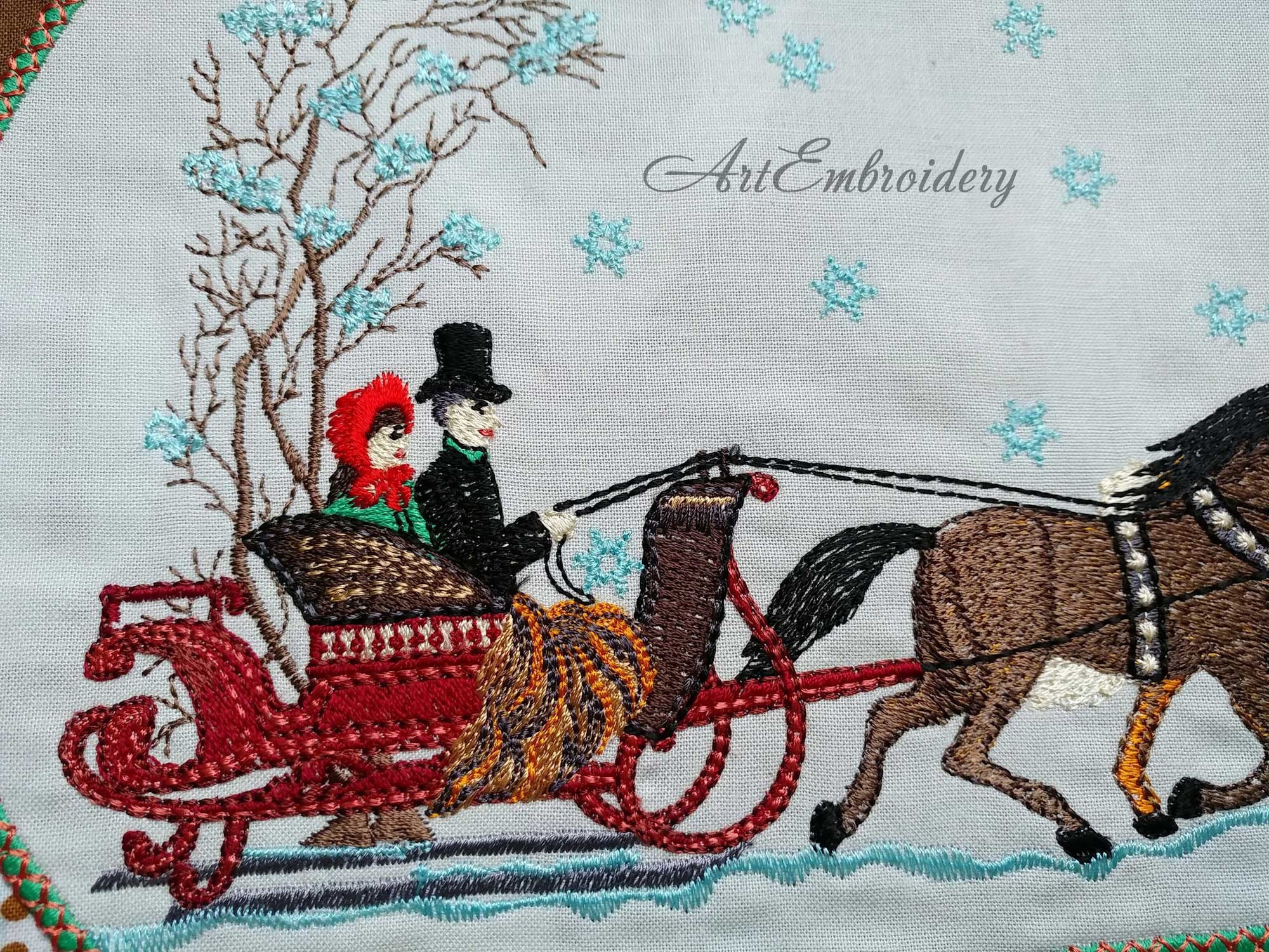 Victorian Christmas Scene Machine Embroidery Design filled Etsy