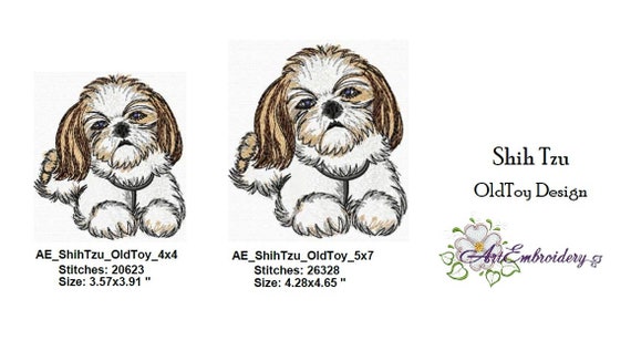 Shih Tzu Machine Embroidery Dog Design For A Babies And Etsy