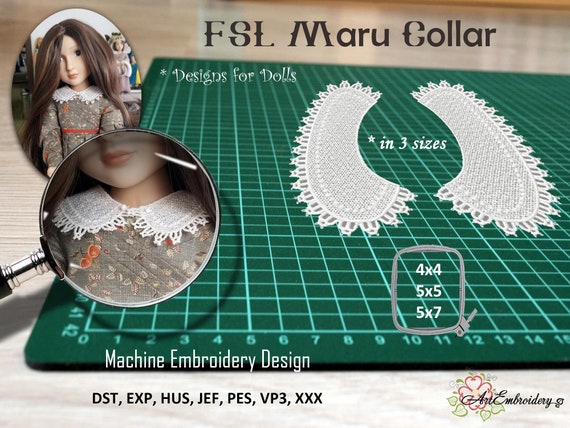 FSL Maru Collar Diseño de bordado a máquina en 3 tamaños de la  