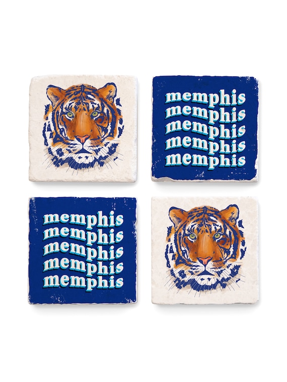 Tiger Mascot Illustration Memphis Typography, Image Transfer on Marble  Coasters MADE TO ORDER 