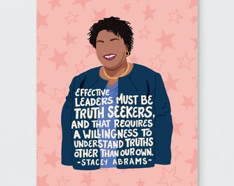 Stacey Abrams quote illustration art print, 8x10 art print wall decor