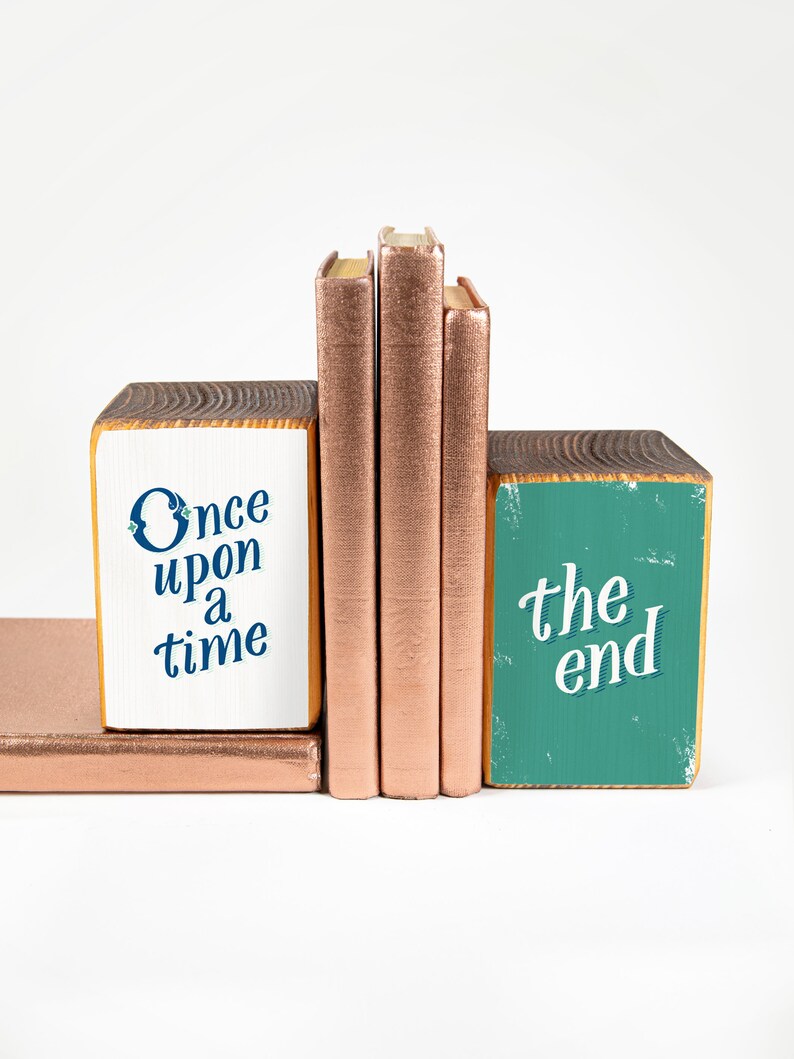 Once Upon a Time the End Storybook Wood Bookends Image Etsy