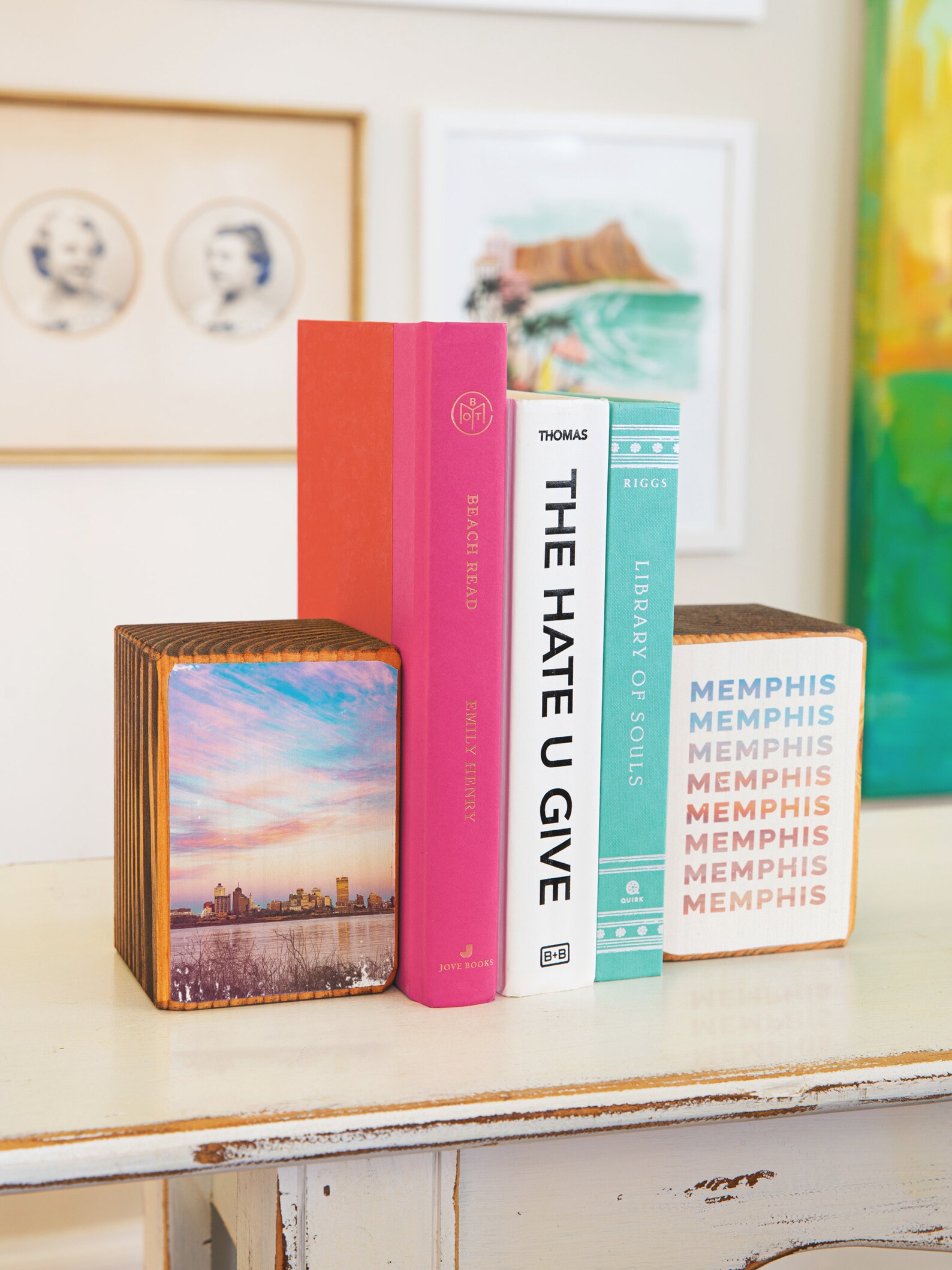 Memphis Tennessee Cotton Candy Skies Skyline Wood Bookend Etsy