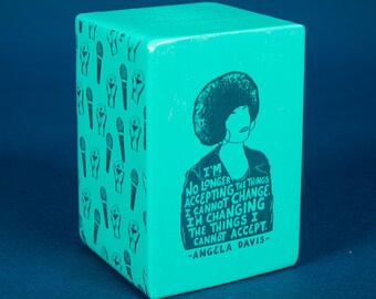 Single Iconic Woman Wood Bookend (Color Drenched - Teal)