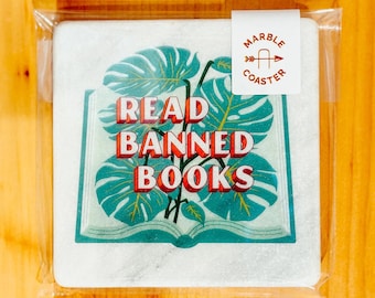 Read Banned Books, Single Marble Coaster Tile