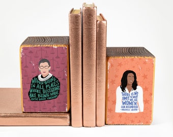 Build your own Feminist Icon bookend set, image transfer - MADE TO ORDER