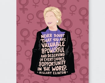 Hillary Clinton quote illustration art print, 8x10 art print wall decor