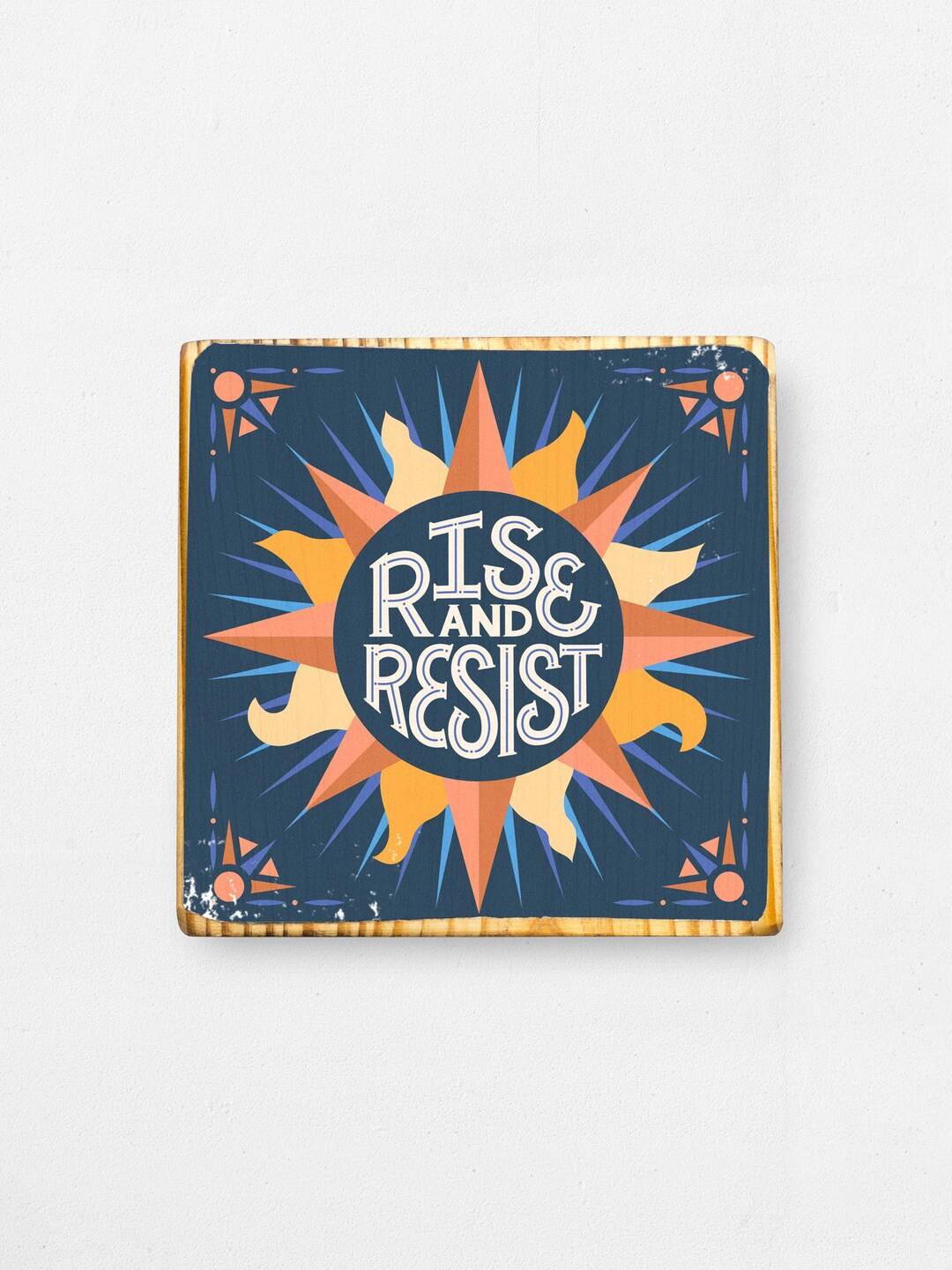 Rise and Resist, Illustrated Sun, Progressive Quote Wood Print - Etsy