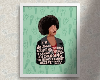 Angela Davis Quote Art Print: Feminist Illustration (8x10)