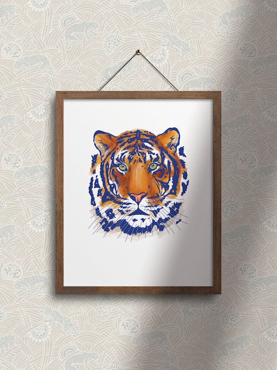 U of M Memphis Tiger Mascot Illustration Wall Art Print 8x10 | Etsy