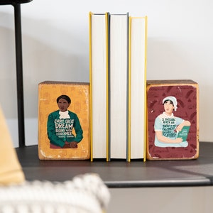 Build your own Feminist Icon bookend set, image transfer MADE TO ORDER image 2