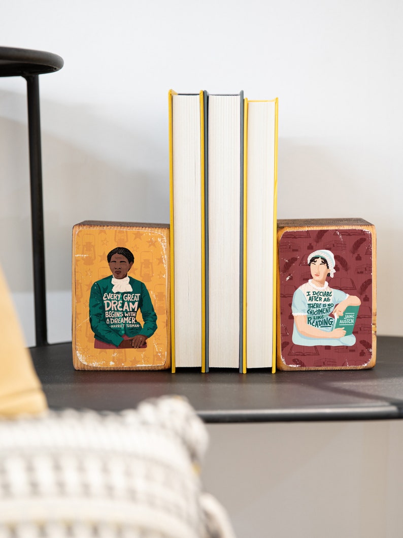Build your own Feminist Icon bookend set, image transfer MADE TO ORDER image 2