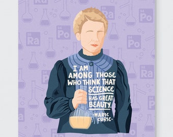 Marie Curie Illustration Art Print: STEM Wall Decor (8x10)
