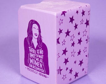 Single Iconic Woman Wood Bookend (Color Drenched - Purple)