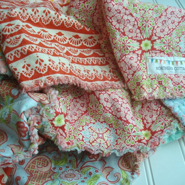 2 Custom RAG QUILT CRiB Quilts for Baby Twins - {Reserved for Megan}  Modern, Handmade, Nursery,  Luxe, Baby, Bedding, RaG Quilt Crib Quilts