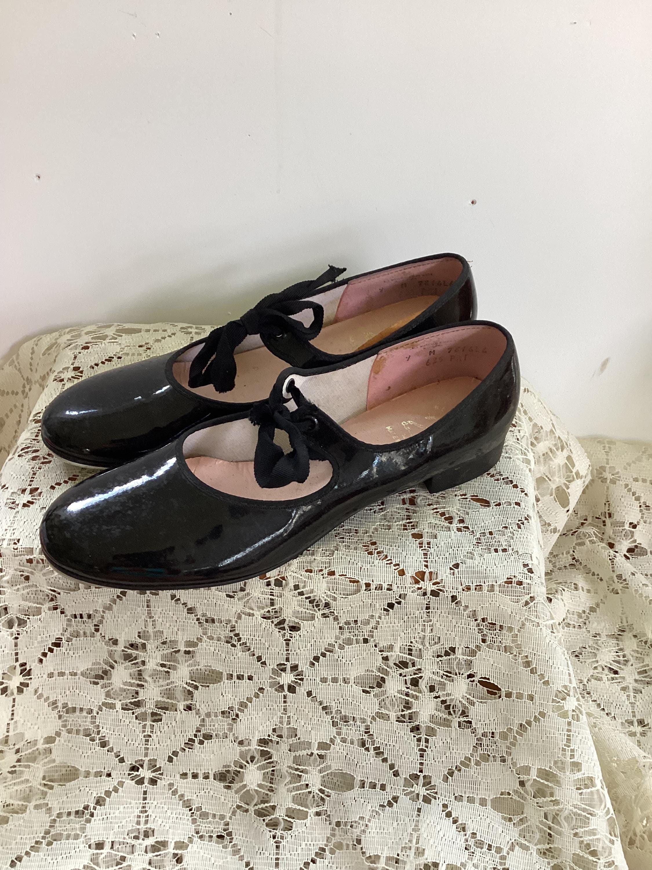 Miss Capezio Black Patent Leather Oxfords! Vintage 1950s Capezio Black Patent Leather Tap Shoes - Etsy main image 3