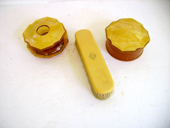 Vintage 1920s Art Deco Celluloid Vanity Set/Art D… - image 1