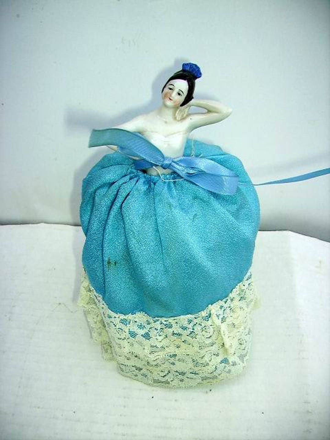 ON SALE antique German Half Doll Pincushion/ Arms Away/ Etsy