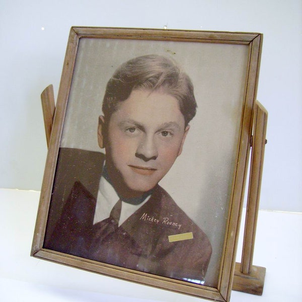 Vintage Art Deco Swing Picture Frame/1920's Art Deco Picture Frame with Mickey Rooney Color Photo