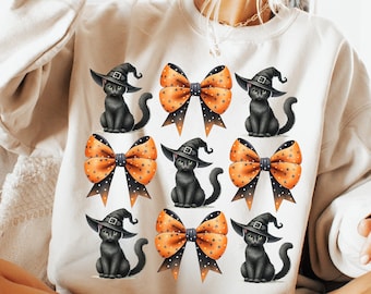 Czarny kot png Kokietka kokarda png Czarownica kot png Retro Halloween png Gotycki png Czarny kot png Kokietka png Halloween Kot Mama png Estetyczny