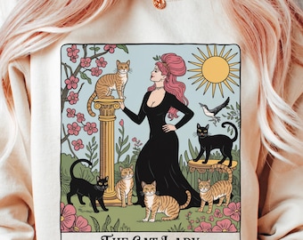 The Cat Lady Tarot-Karte PNG, Tarot-Karte png Skeleton Sublimation Design Tarot PNG Digitaler Download NUR, Tarot-Karte Shirt png Katzenliebhaber png