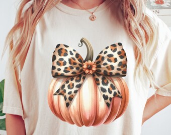 Cheetah Print Bow Pumpkin Retro Halloween Coquette Pumpkin Png Fall Vibes Png Halloween Coquette Bow Png Fall Pumpkin Sublimation Autumn Png