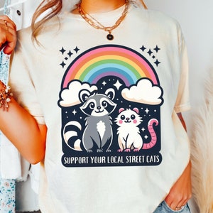 Soutenez votre rue locale chats chemise PNG chemise raton laveur png raton laveur opossum png chemise rétro png chemise drôle possum png téléchargement numérique uniquement