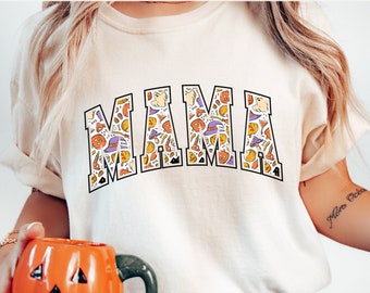 Vit Retro Halloween Mama PNG Retro Halloween PNG Groovy Halloween Sublimeringsdesigner Hippie Halloween png Spooky Mama PNG Sublimering