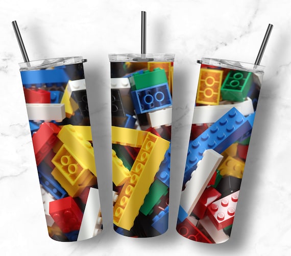 Kids Building Blocks 20oz Skinny Tumbler Template Straight PNG File Download design Kid's Toy Design Tumbler