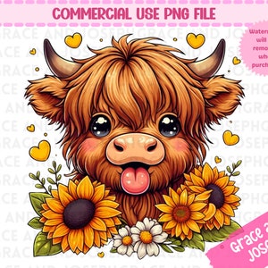 Cute Highland Cow Png Sunflowers Png Highland Cow Clipart Heifer Cow ...