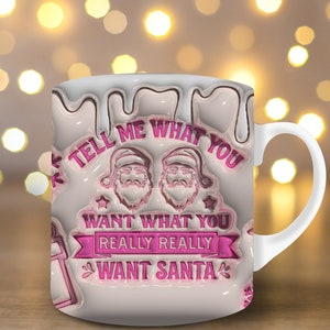 3D Funny Christmas Inflated Mug Wrap 11oz Mug Wrap 15oz Mug Wrap 3D Puffy Christmas Mug Wrap PNG Instant Digital Download Santa Mug Wrap